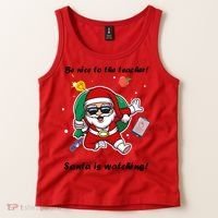 Wo Be Nice To The Teacher. Santa Is Watching! A Fun Christmas Tank Top thumb 2