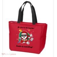 Wo Be Nice To The Teacher. Santa Is Watching! A Fun Christmas Tote Bag thumb 3