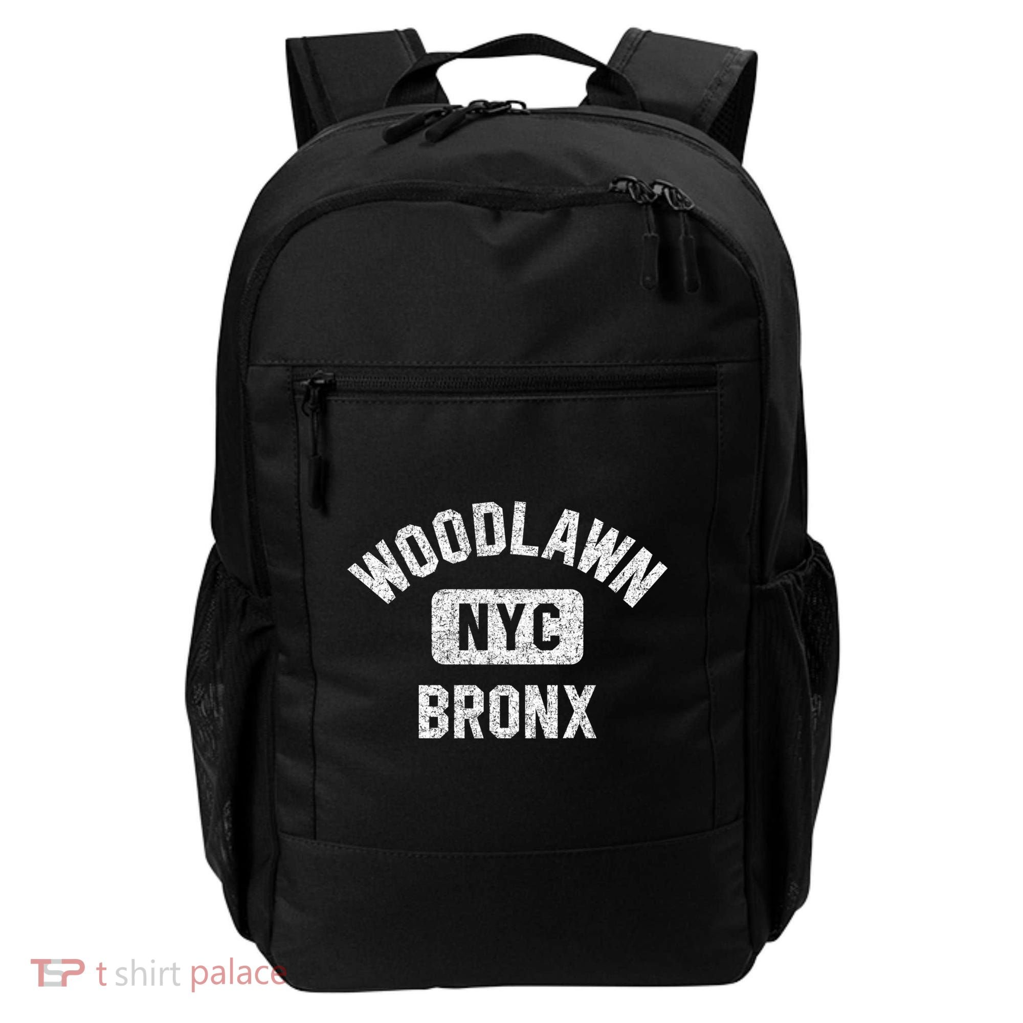 Woodlawn Bronx Nyc Gym Style Distressed White Print Gift Backpack