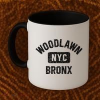Woodlawn Bronx Nyc Gym Style Distressed White Print Gift Coffee Mug thumb 2
