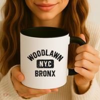 Woodlawn Bronx Nyc Gym Style Distressed White Print Gift Coffee Mug thumb 3