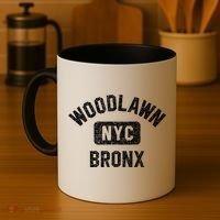 Woodlawn Bronx Nyc Gym Style Distressed White Print Gift Coffee Mug thumb 4
