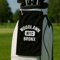 Woodlawn Bronx Nyc Gym Style Distressed White Print Gift Golf Towel thumb 2