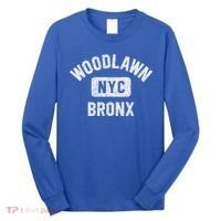Woodlawn Bronx Nyc Gym Style Distressed White Print Gift Long Sleeve Shirt thumb 0
