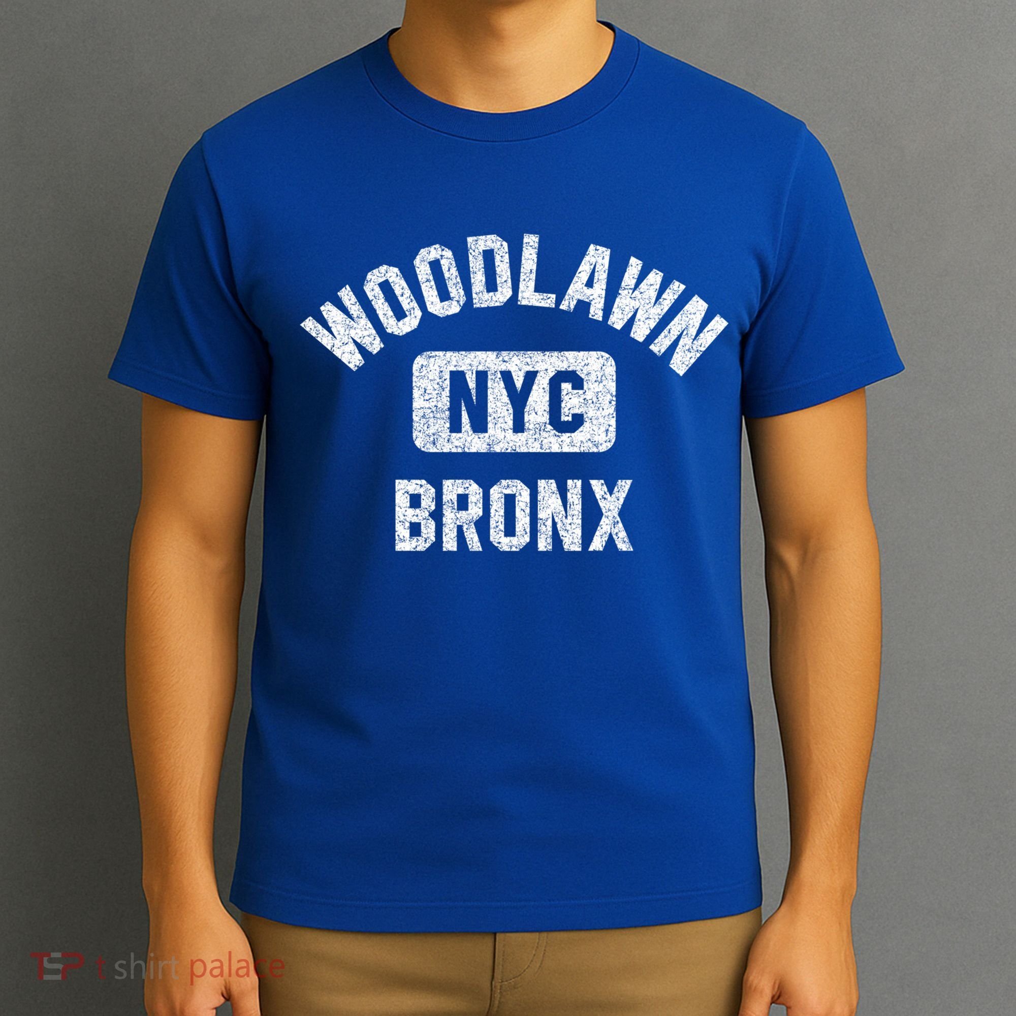 Woodlawn Bronx Nyc Gym Style Distressed White Print Gift T-Shirt