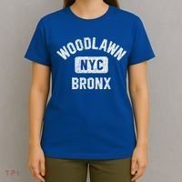Woodlawn Bronx Nyc Gym Style Distressed White Print Gift T-Shirt thumb 4
