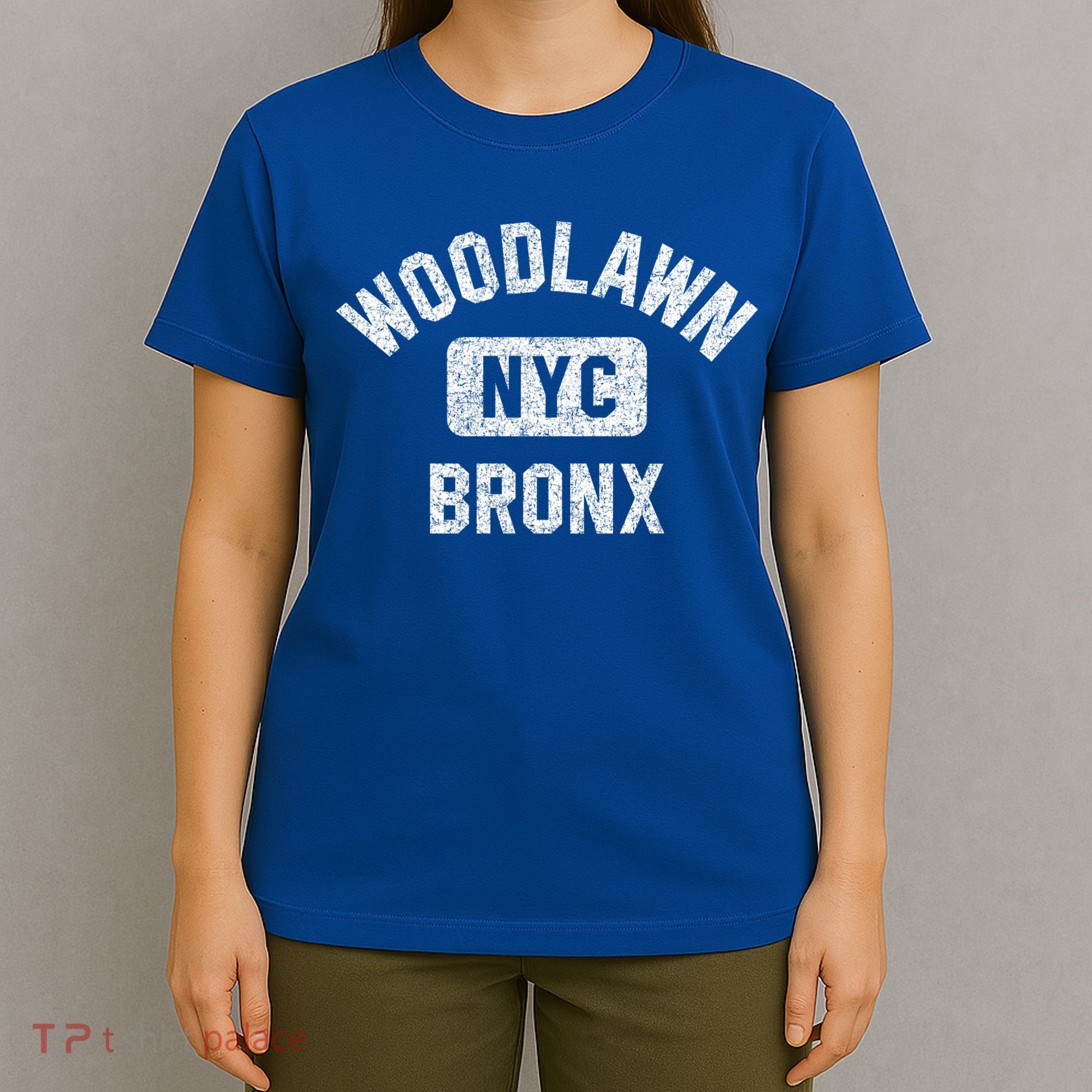 Woodlawn Bronx Nyc Gym Style Distressed White Print Gift T-Shirt
