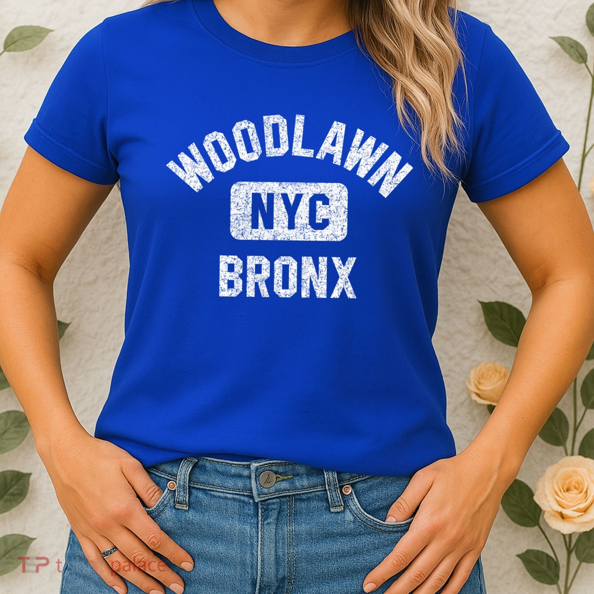 Woodlawn Bronx Nyc Gym Style Distressed White Print Gift Women's T-Shirt