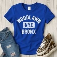 Woodlawn Bronx Nyc Gym Style Distressed White Print Gift Women's T-Shirt thumb 3