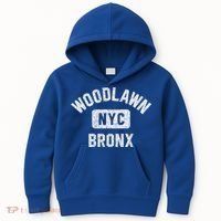 Woodlawn Bronx Nyc Gym Style Distressed White Print Gift Kids Hoodie thumb 0