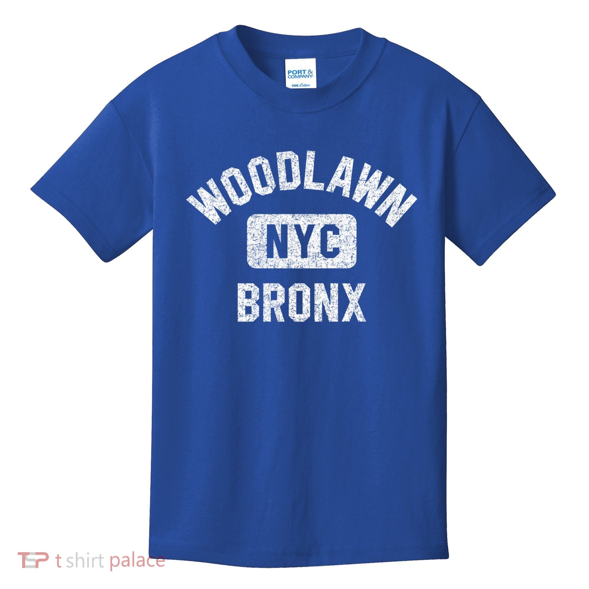 Woodlawn Bronx Nyc Gym Style Distressed White Print Gift Kids T-Shirt