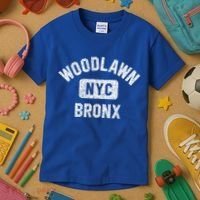 Woodlawn Bronx Nyc Gym Style Distressed White Print Gift Kids T-Shirt thumb 3