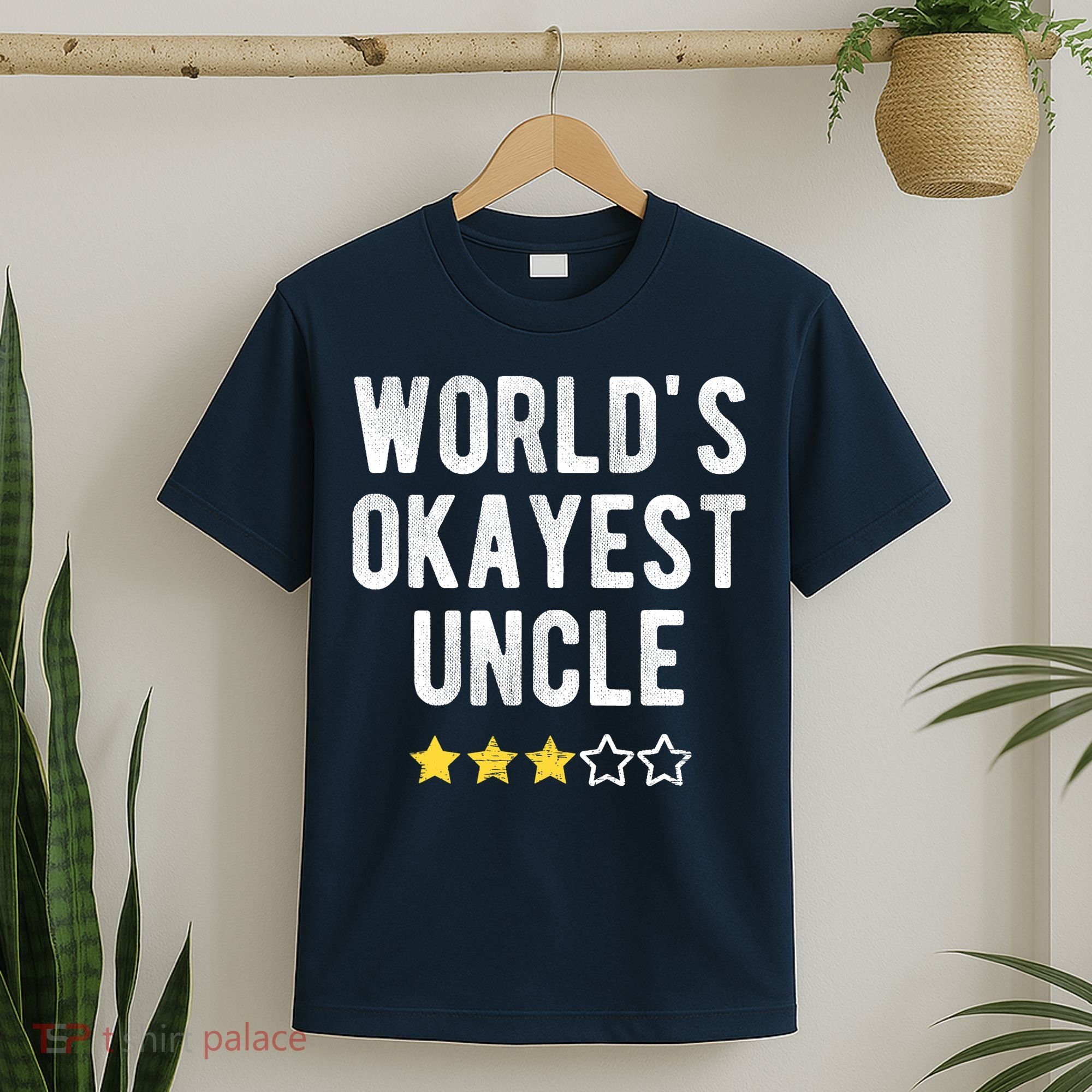 Worlds Best Okayest Uncle Funny Family Matching Costume T-Shirt