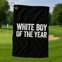 White Boy Of The Year Funny Statement Golf Towel thumb 1