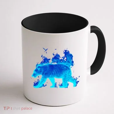 Wild Bear On Fire Coffee Mug back