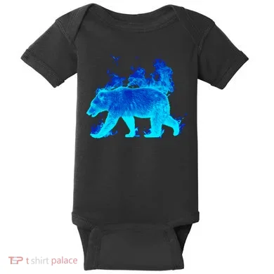 Wild Bear On Fire Baby Bodysuit