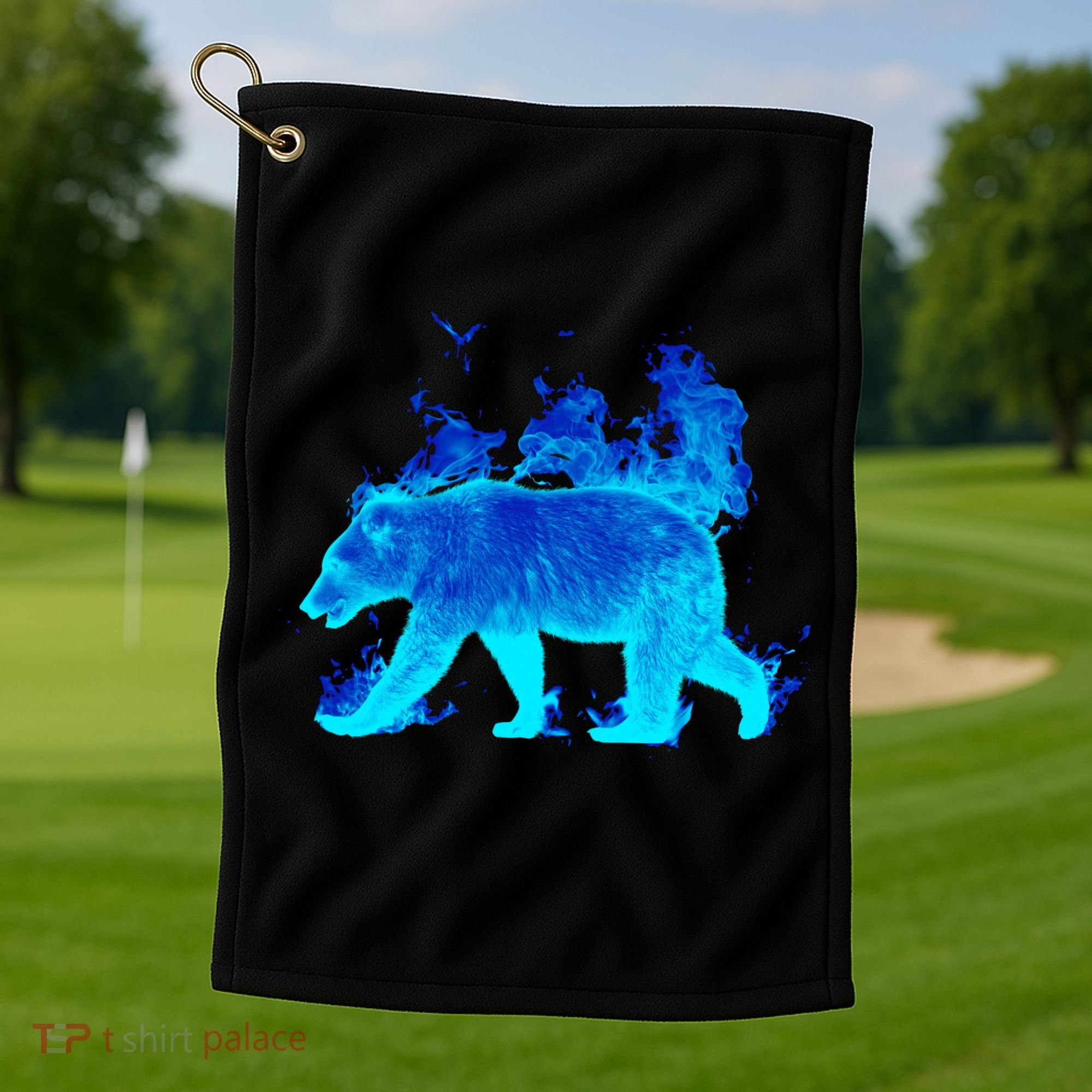 Wild Bear On Fire Golf Towel