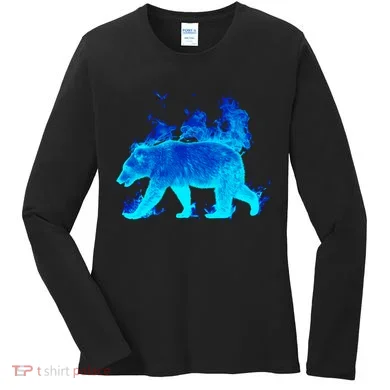 Wild Bear On Fire Women's Long Sleeve Shirt