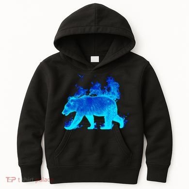 Wild Bear On Fire Kids Hoodie