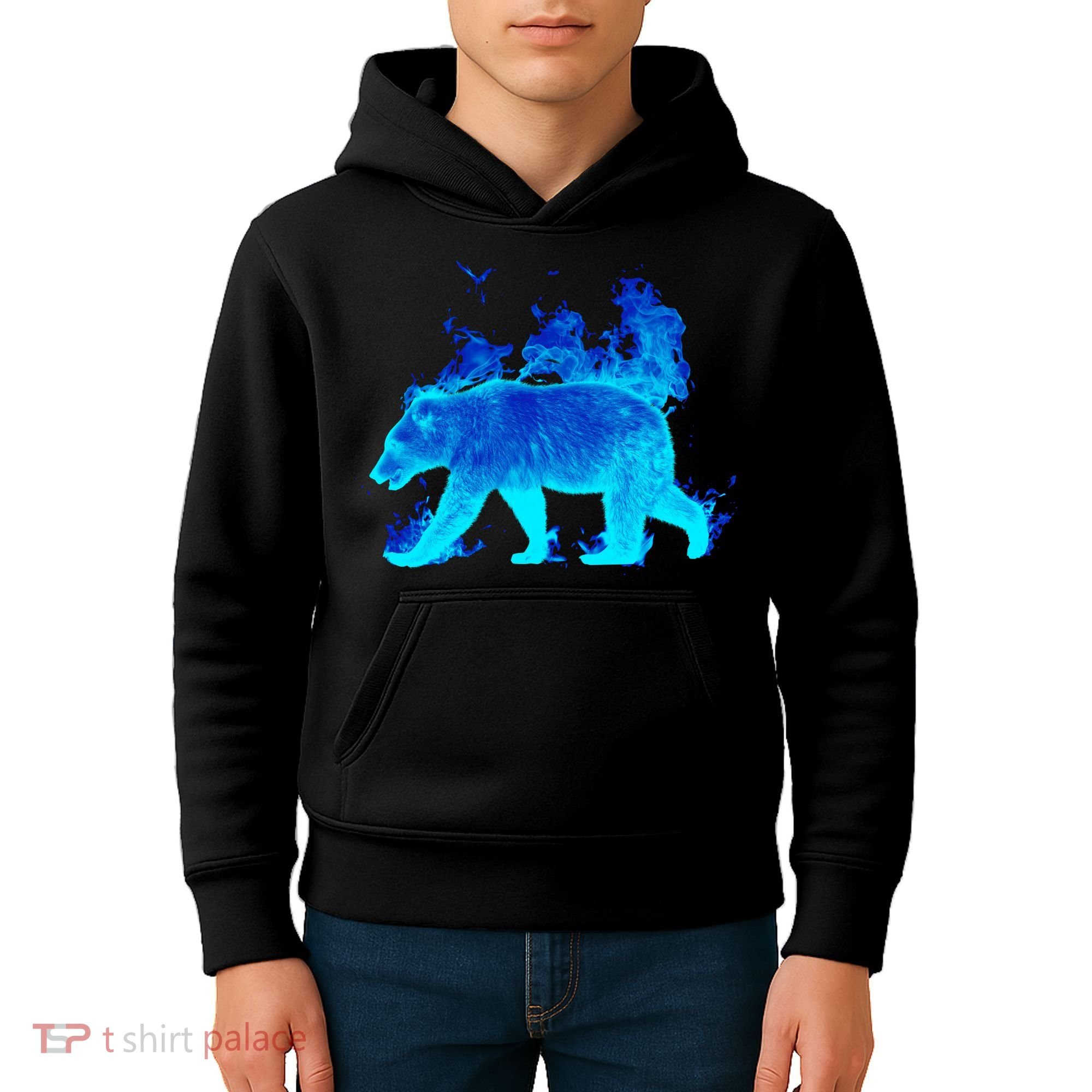 Wild Bear On Fire Kids Hoodie