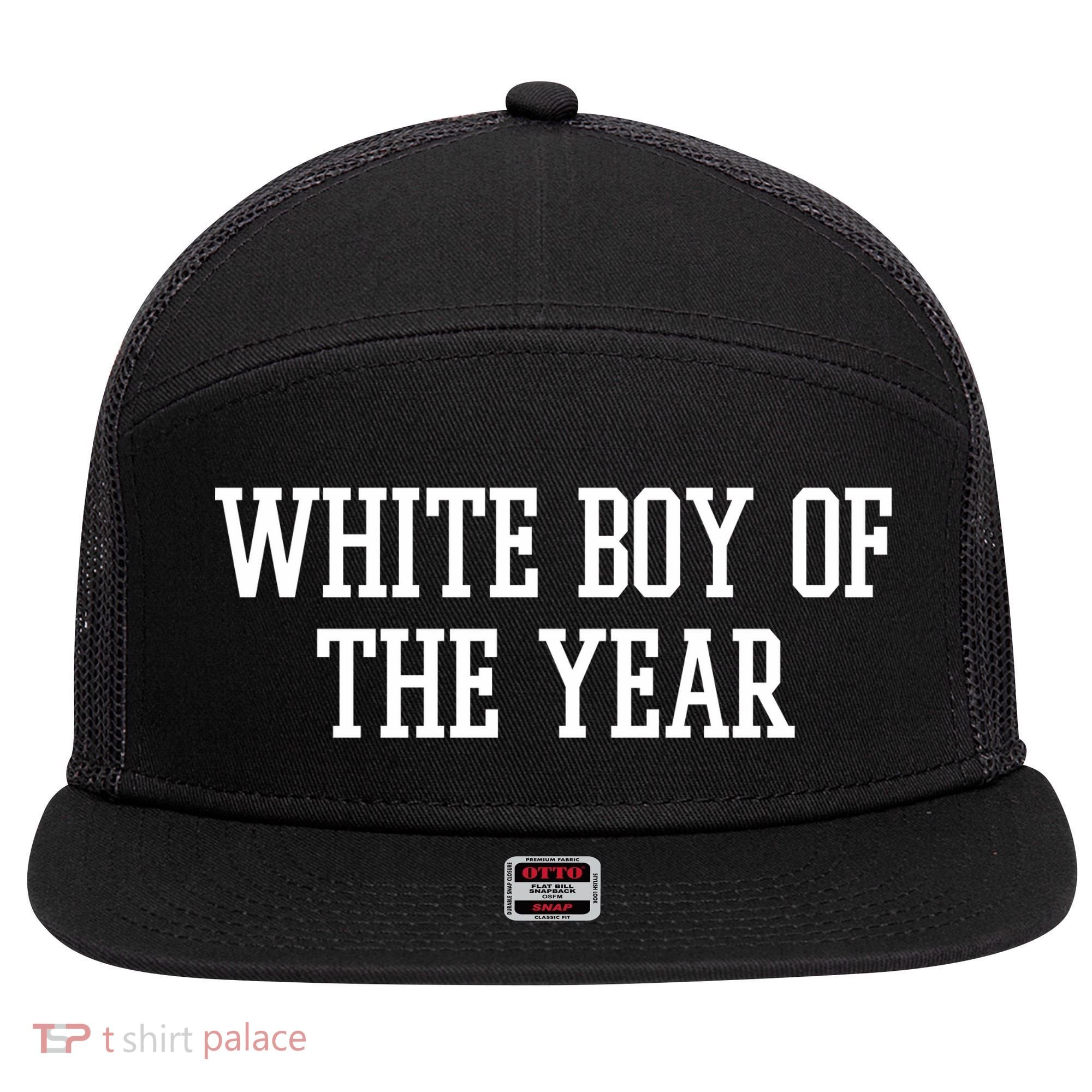 White Boy Of The Year 7 Panel Mesh Trucker Snapback Hat