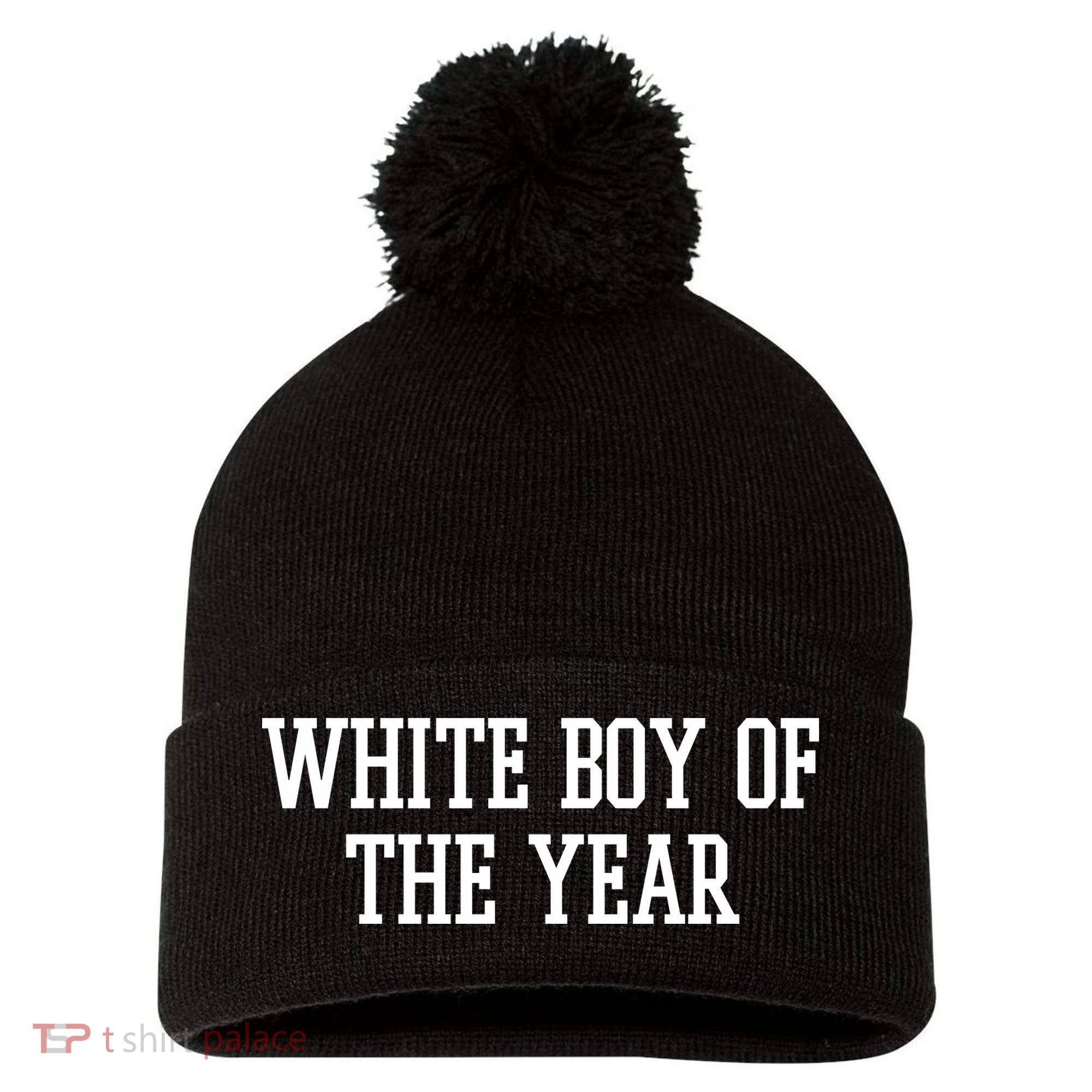 White Boy Of The Year Pom Pom 12in Knit Beanie