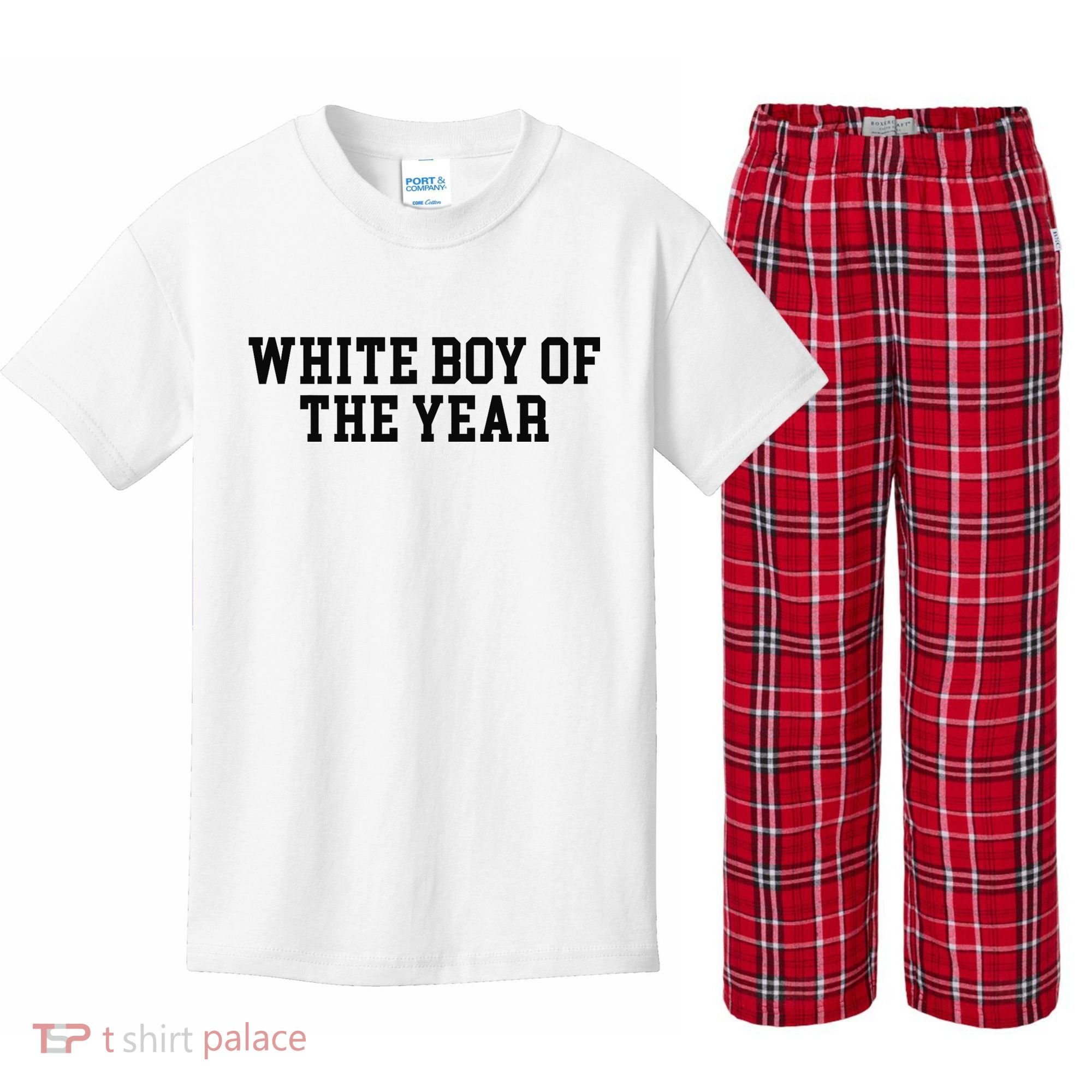 White Boy Of The Year Kids Plaid Pajama Set