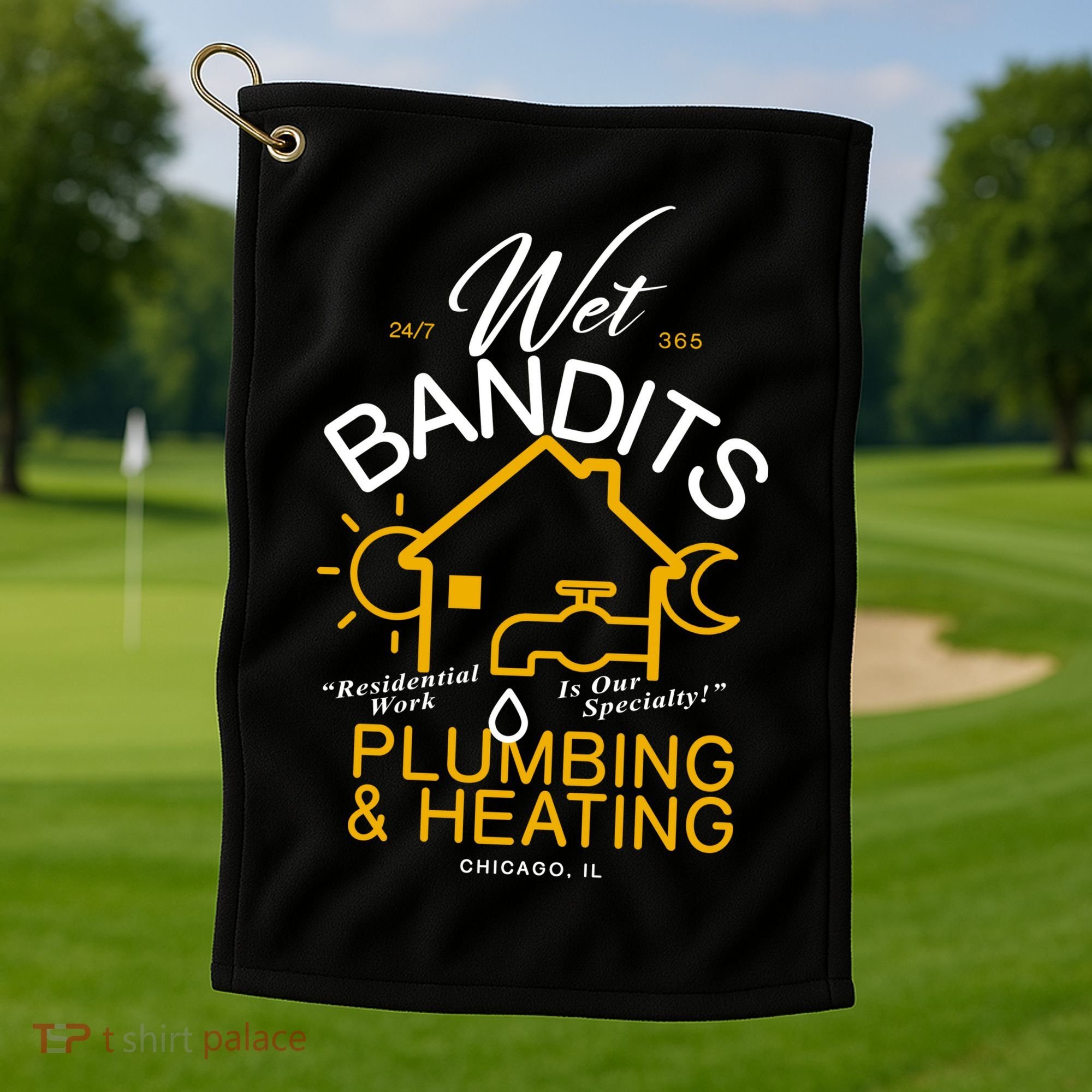 Wet Bandits Plumbing & Heating Chicago Golf Towel