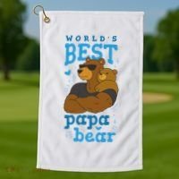 World's Best Papa Bear Golf Towel thumb 1
