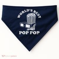 Worlds Best Pop Pop Movie Lover Fathers Day USA-Made Doggie Bandana thumb 0