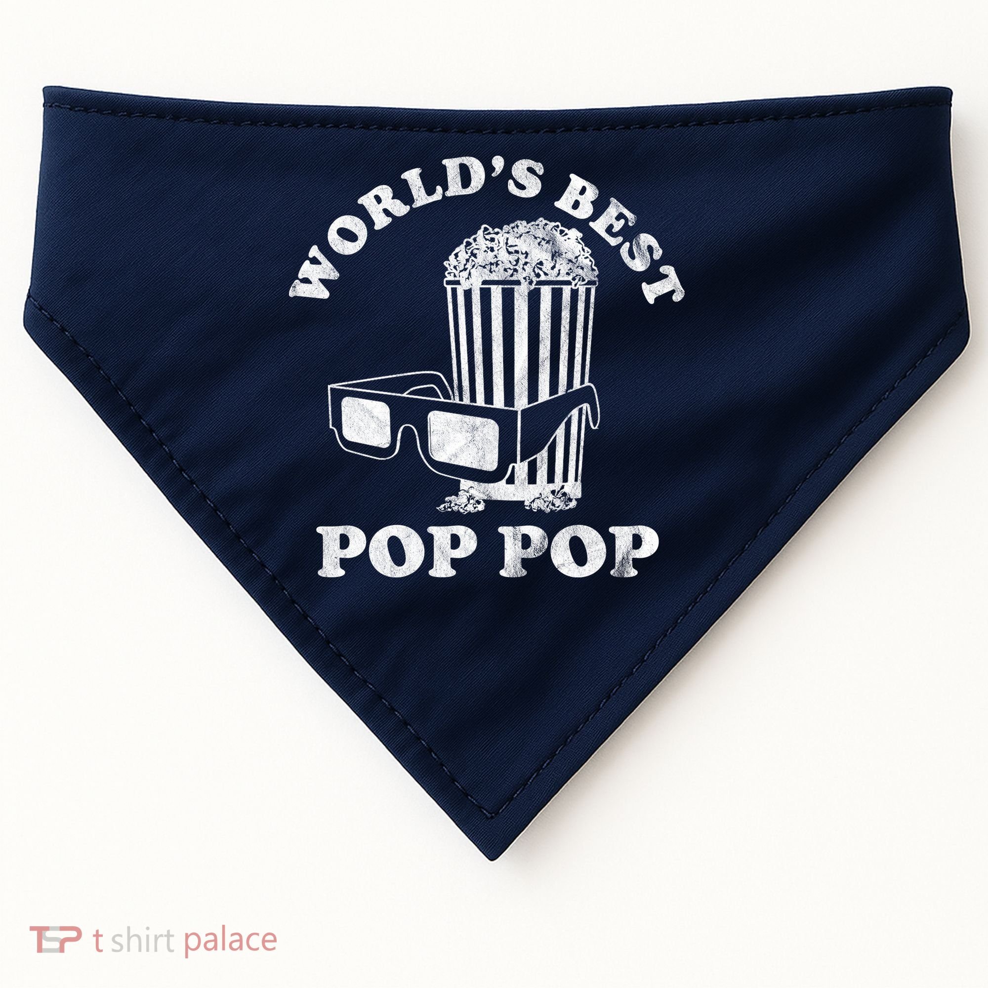 Worlds Best Pop Pop Movie Lover Fathers Day USA-Made Doggie Bandana