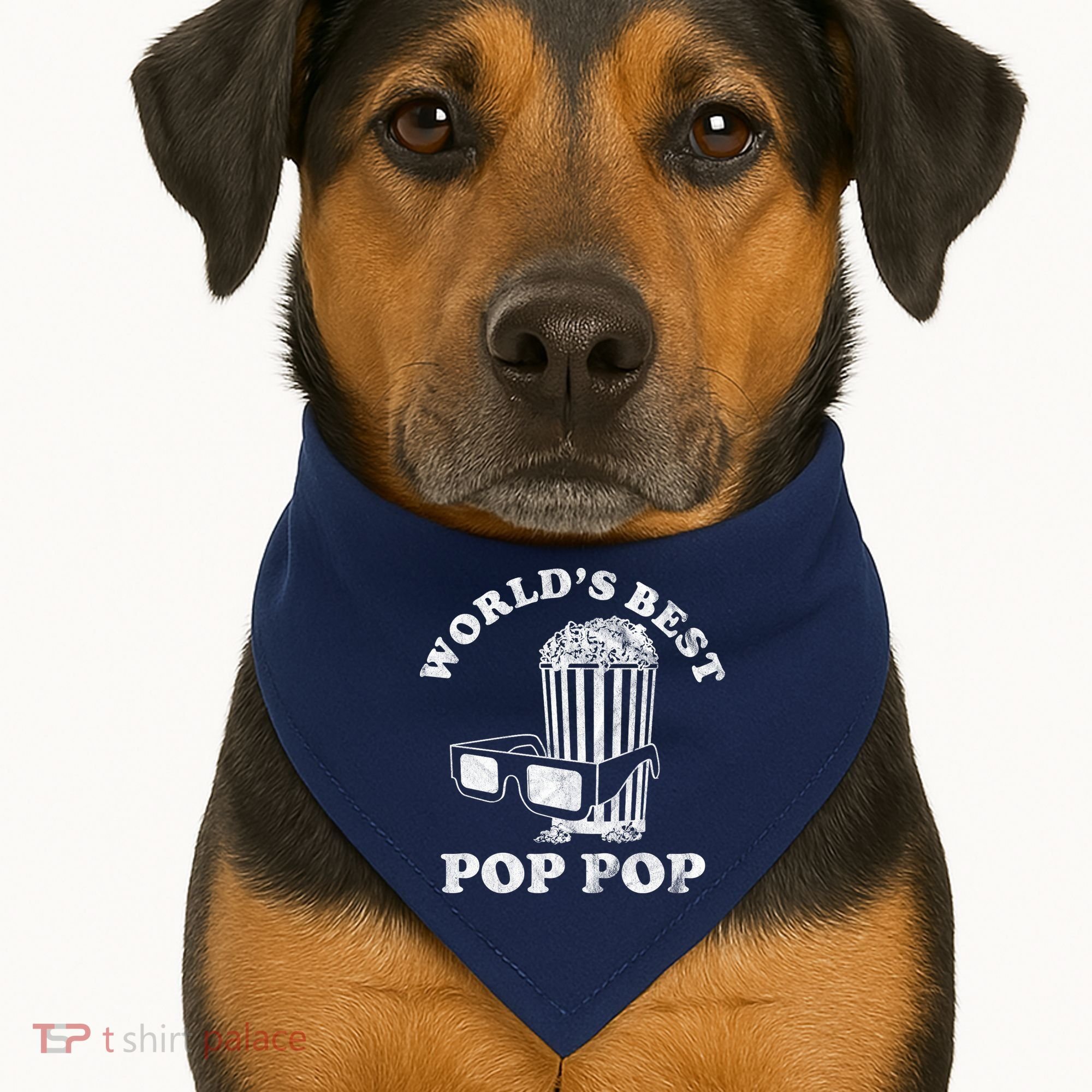 Worlds Best Pop Pop Movie Lover Fathers Day USA-Made Doggie Bandana