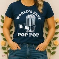 Worlds Best Pop Pop Movie Lover Fathers Day Women's T-Shirt thumb 2