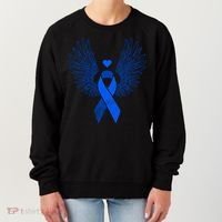 Winged Blue Ribbon Colon Cancer Awareness Cute Gift Women's Sweatshirt thumb 0