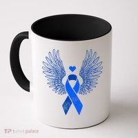 Winged Blue Ribbon Colon Cancer Awareness Cute Gift Coffee Mug thumb 0