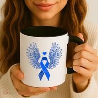 Winged Blue Ribbon Colon Cancer Awareness Cute Gift Coffee Mug thumb 3