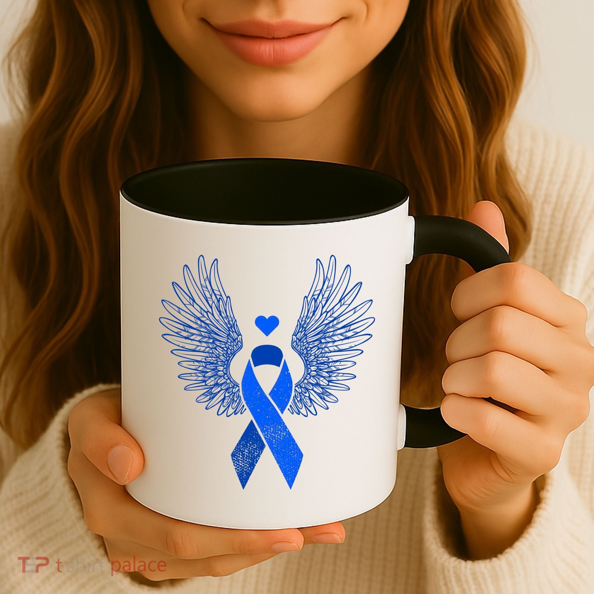 Winged Blue Ribbon Colon Cancer Awareness Cute Gift Coffee Mug