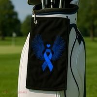 Winged Blue Ribbon Colon Cancer Awareness Cute Gift Golf Towel thumb 2