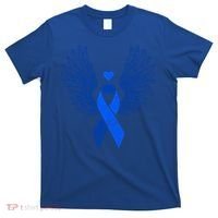 Winged Blue Ribbon Colon Cancer Awareness Cute Gift T-Shirt thumb 0