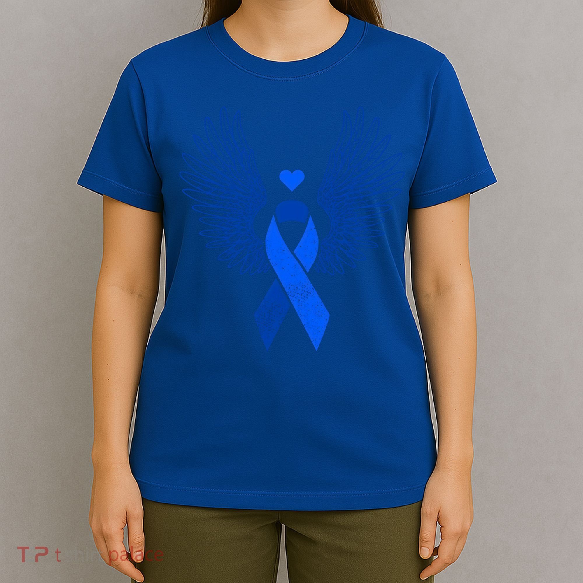 Winged Blue Ribbon Colon Cancer Awareness Cute Gift T-Shirt