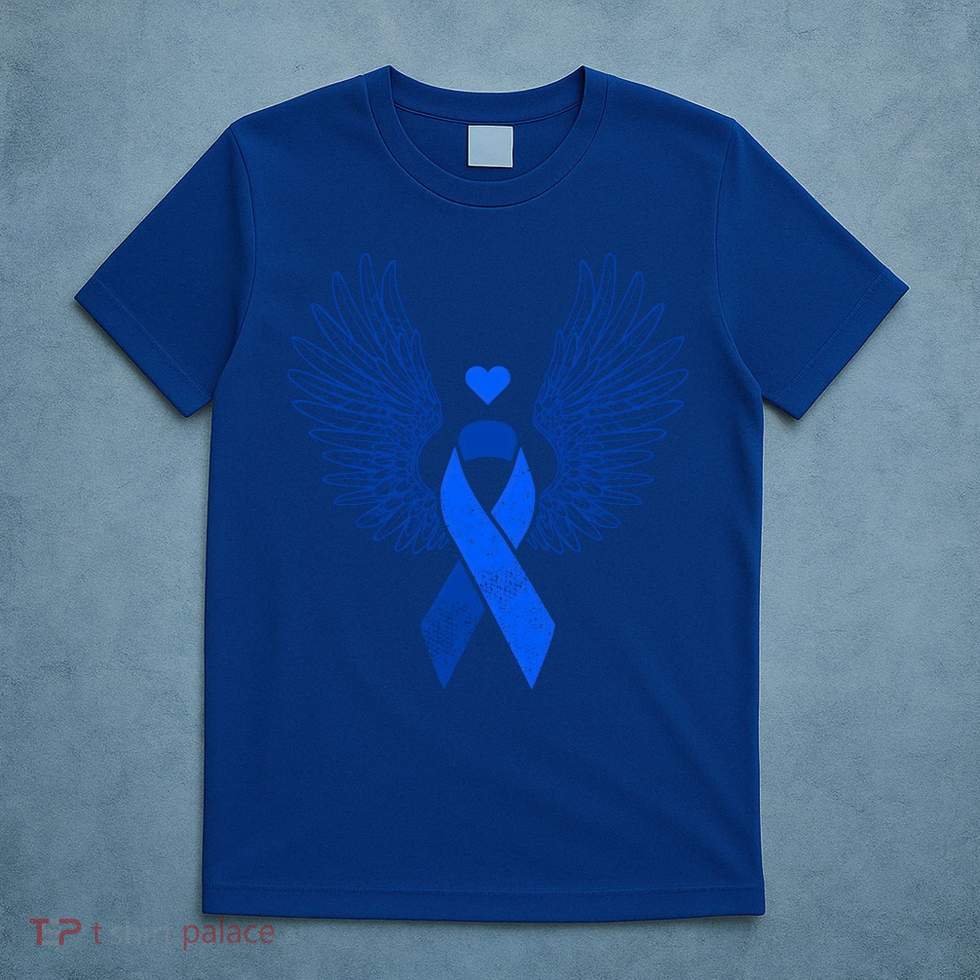 Winged Blue Ribbon Colon Cancer Awareness Cute Gift T-Shirt