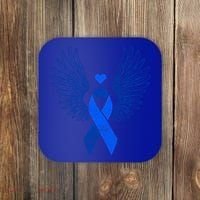 Winged Blue Ribbon Colon Cancer Awareness Cute Gift Coaster thumb 0