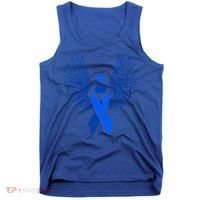 Winged Blue Ribbon Colon Cancer Awareness Cute Gift Tank Top thumb 0