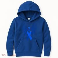 Winged Blue Ribbon Colon Cancer Awareness Cute Gift Kids Hoodie thumb 0