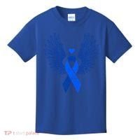Winged Blue Ribbon Colon Cancer Awareness Cute Gift Kids T-Shirt thumb 0