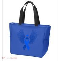 Winged Blue Ribbon Colon Cancer Awareness Cute Gift Tote Bag thumb 3