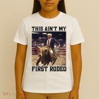 Western Bull Rider Trump AinT My First Rodeo Arena T-Shirt thumb 4