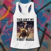 Western Bull Rider Trump AinT My First Rodeo Arena Women's Tank Top thumb 3