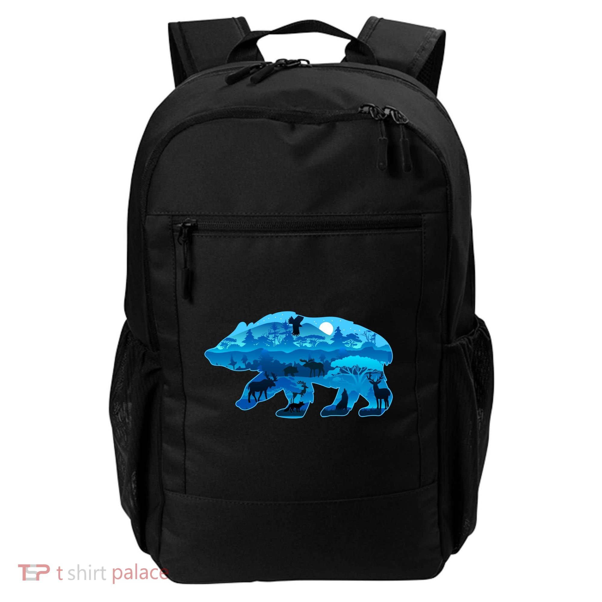 Wildlife Bear Silhouette Night Forest Backpack