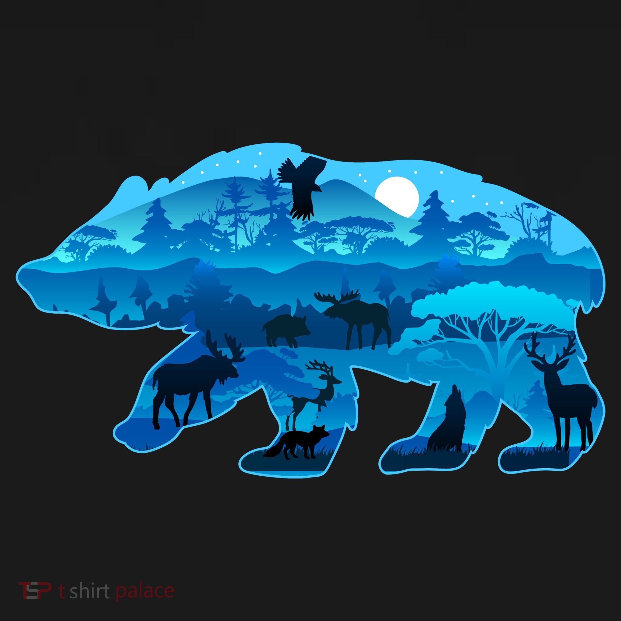 Wildlife Bear Silhouette Night Forest Backpack